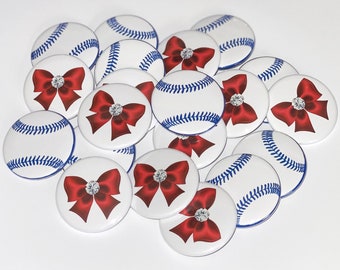 Gender Reveal, Bows, Baseballs, 1.25", 1.5", 2.25" Pinback, Baby Shower, Boy or Girl, Baby Reveal, Baseball or Bow, Baby Vote, VB070, VB160