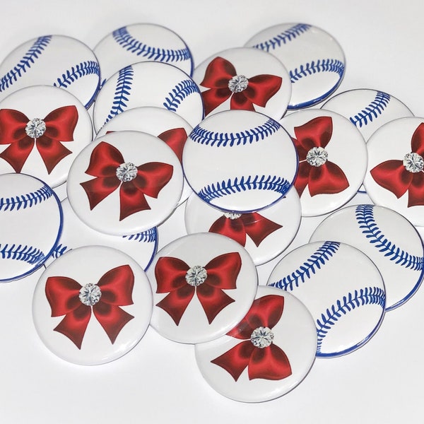 Gender Reveal, Bows, Baseballs, 1.25", 1.5", 2.25" Pinback, Baby Shower, Boy or Girl, Baby Reveal, Baseball or Bow, Baby Vote, VB070, VB160