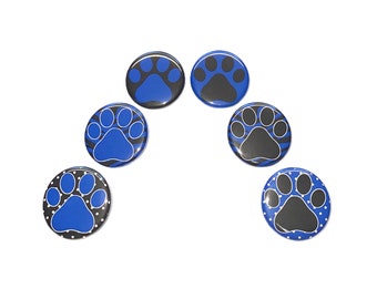 Paw Magnet, Blue, Black , 1", 1.25", 1.5", Button Magnet, Blue Paw Magnet, Black Paw Magnet, Locker Magnet, School Spirit, PP007