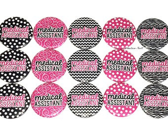 Medical Assistant Magnet, 1", 1.25", 1.5", 2.25", Button Magnet, Medical Assistant, Medical Magnet, Black, Pink, MA Magnet, Assistant, MA004