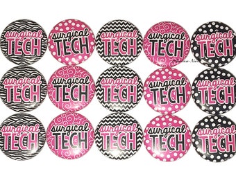 Surgical Tech Magnet, 1", 1.25", 1.5", 2.25", Button Magnet, Medical Magnet, Black, Pink, Surgical Tech, Surgical Technician, Scrub, SR005