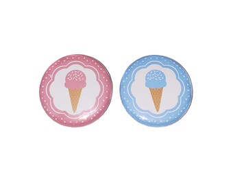 Reveal, Ice Cream, Pink, Blue, 1.25", 1.5", 2.25", Pinback Button, Boy or Girl, Shower, Baby Reveal, Pink or Blue, Summer, VB252, VB543
