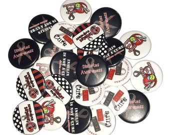 Diabetes Magnet, 1", 1.25", Button Magnet, Diabetes, Diabetes Theme, Diabetes Awareness, Diabetic, Diabetes Ribbon, Grey Ribbon, Gray, CA025