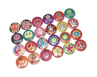 Peace, 1", 1.25", 1.5", 2.25", Button, Peace, 70s, 60s, Peace Theme, Peace Flatback, Peace Pinback, Pin, Peace Decor, Peace Badge, DC001