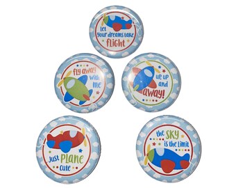 Plane Magnet, Airplane Magnet, 1", 1.25", 1.5", 2.25", Button Magnet, Airplane Theme, Airplane Decor, Plane Birthday, Party Favor, BY004