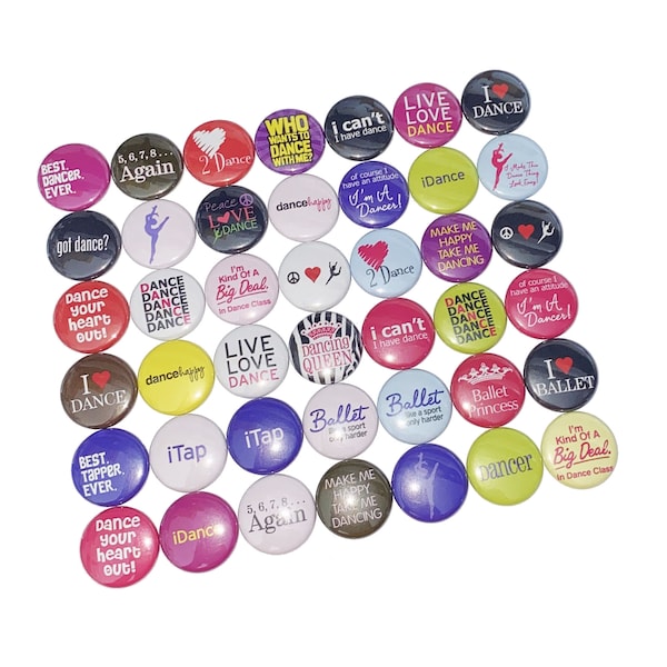 Dance, 1", 1.25", 1.5", 2.25", Button, Dancer, Dancing Decor, Dance Theme, Party Favor, Dance Flatback, Dance Pinback, Dance Badge, CD007