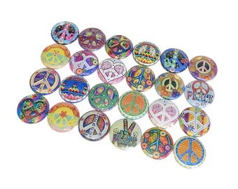 Peace, 1", 1.25", 1.5", 2.25", Button, Peace Sign, Peace Flatback, Peace Pinback, Peace Pin, Peace Decor, Peace Theme, Peace Badge, DC017
