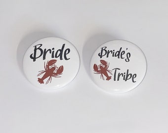 Bachelorette Pin, Crawfish, 1.5", 2.25", Pinback Button, Crayfish, Crawdad, Bridal Party, Bachelorette, South, New Orleans, BW161, BW164