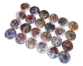 Tigers, 1", 1.25", 1.5", 2.25", Button, Tiger Party Favor, Tiger Theme, Tiger Decor, Craft Supply, Gift, Flatback, Pinback, Pin, Badge, A035