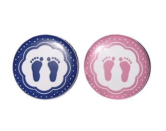 Baby Feet, Gender Reveal, Navy Blue, Pink, 1.25", 1.5", 2.25", Pinback Button, Girl or Boy, Pregnancy, Baby Reveal, Vote, VB487, VB038