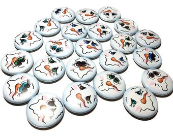 Snowman Face, 1", 1.25", 1.5", 2.25", Button, Snowman Decor, Snowman Theme, Party Favor, Winter Theme, Winter, Flatback, Pinback, Pin, WT004