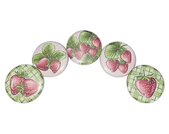 Strawberry, 1", 1.25", 1.5", 2.25", Button, Strawberry Theme, Strawberry Decor, Strawberry, Berry, Flatback, Pinback, Pin, Badge, FD045