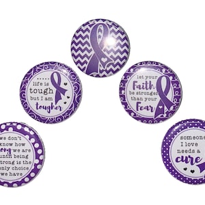Purple Ribbon, 1&quot;, 1.25&quot;, 1.5&quot;, 2.25&quot;, Button, Purple Ribbon Theme, Purple Ribbon Decor, Alzheimer&#39;s, Flatback, Pinback, Pin, Badge, CA016