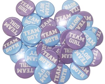 Gender Reveal, Twins, Blue, Lavender, 1.25", 1.5", 2.25", Pinback Button, Boy or Girl, Team Both, Twin Reveal, VB101, VB111, VB452