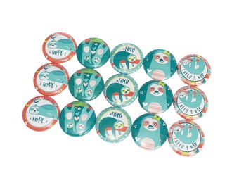 Sloths, 1", 1.25", 1.5", 2.25", Button, Sloth Decor, Sloth Theme, Party Favor, Sleep Theme, Nap Theme, Gift, Flatback, Pinback, Pin, A027