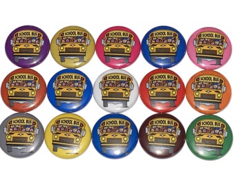 School Bus Magnet, 1", 1.25", Button Magnet, School Decor, Back to School, Party Favor, Bus Driver Gift, School Bus Decor, Bus Theme, SC019