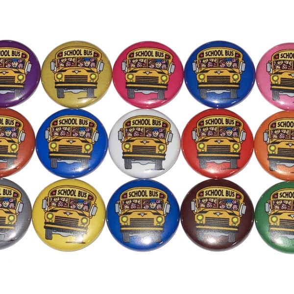 School Bus Magnet, 1", 1.25", Button Magnet, School Decor, Back to School, Party Favor, Bus Driver Gift, School Bus Decor, Bus Theme, SC019