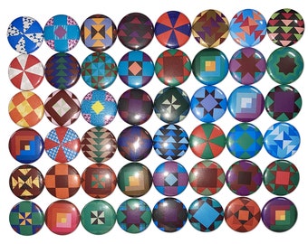 Quilt Magnet, 1", 1.25", 1.5", Button Magnet, Quilting Theme, Quilt Decor, Quilter Gift, Quilt, Quilt Pattern, Party Favor, CS003