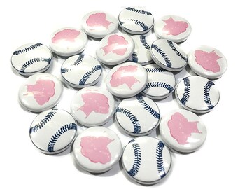 Gender Reveal, Tutus, Baseballs, 1.25", 1.5", 2.25", Blue or Pink, Baby Shower, Pink Tutu, Boy or Girl, Baseball Baby Shower, VB070, VB172