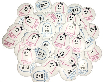 Gender Reveal, Ghost, Pink, Blue, 1.25", 1.5", 2.25", Pinback Button, Halloween, Ghost Baby Reveal, Boy or Girl, Pink or Blue, VB046, VB041