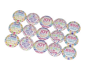 Jesus, Christian, 1", 1.25", 1.5", 2.25", Button, Jesus Decor, Jesus Theme, Party Favor, VBS, Sunday School, Flatback, Pinback, Pin, FT038