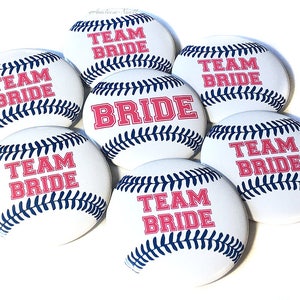 Baseball, Bachelorette Party, Pink, Blue, 1.5", 2.25", Pinback Button, Bachelorette Pin, Bridal Party Favor, Baseball Bride, BW004, BW072