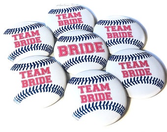 Baseball, Bachelorette Party, Pink, Blue, 1.5", 2.25", Pinback Button, Bachelorette Pin, Bridal Party Favor, Baseball Bride, BW004, BW072