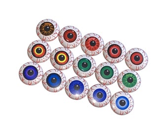 Eyes, Blood Shot, 1", 1.25", 1.5", Button, Eye, Eye, Vein, Iris, Pupil, Flatback, Pinback, Pin, Badge, Patch, Hangover, Optometry, D006