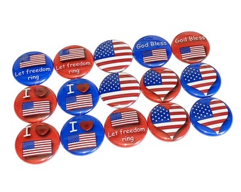 Freedom, God, 1", 1.25", Button, Patriotic Theme, American Flag, American, Patriotic, America, Heart, USA, Flatback, Pinback, Badge, PC019