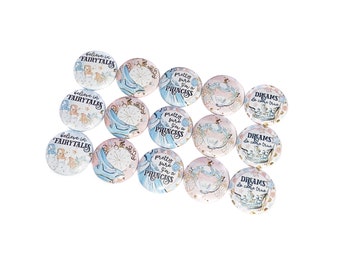 Princess, Fairytale, 1", 1.25", 1.5", 2.25", Button, Fairytale Theme, Party Favor, Carriage, Princess Theme, Horse, Flatback, Pinback, GR016