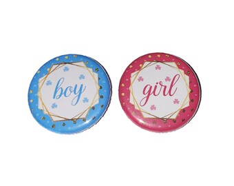 Gender Reveal, St. Patrick's Day, Pink, Blue, Gold, 1.25", 1.5", 2.25", Pinback Button, Shamrock, Shower, Boy or Girl, Clover, VB552, VB536