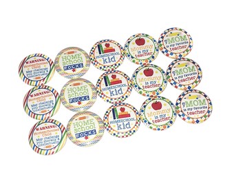 Home School, 1", 1.25", 1.5", 2.25", Button, Home School Theme, Home School Decor, Party Favor, Flatback, Pinback, Pin, Badge, School, SC004