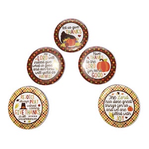 Thanksgiving Magnet, 1&quot;, 1.25&quot;, 1.5&quot;, 2.25&quot;, Button Magnet, Pumpkin, Christian, Pumpkin Theme, Pumpkin Decor, Fall, Orange, Brown, FT033