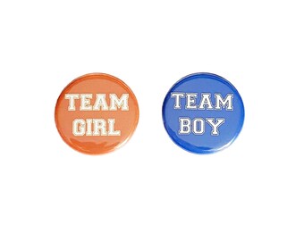 Gender Reveal, Orange, Blue, 1.25", 1.5", 2.25", Pinback Button, Baby Shower, Baby, Gender Reveal, Reveal Shower, Boy or Girl, VB090, VB077