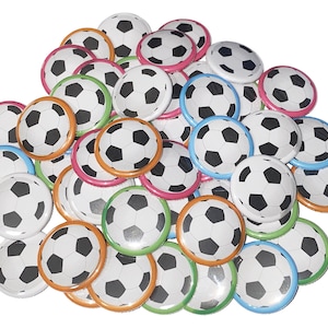 Soccer Ball, 1&quot;, 1.25&quot;, Button, Soccerball, Soccerball Theme, Soccerball Decor, Green, Pink, Orange, Blue, Flatback, Pinback, Badge, SE016