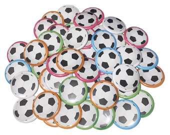 Soccer Ball, 1", 1.25", Button, Soccerball, Soccerball Theme, Soccerball Decor, Green, Pink, Orange, Blue, Flatback, Pinback, Badge, SE016
