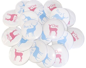 Gender Reveal, Buck, Doe, Pink, Blue, 1.25", 1.5", 2.25", Pinback Button, Doe or Buck, Team Buck, Team Doe, Baby Reveal, Votes, VB013, VB017