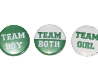Gender Reveal, Twins, Green, White, 1.25", 1.5", 2.25", Pinback Button, Team Both, Reveal, March, Spring, St. Patrick, VB110, VB459, VB460