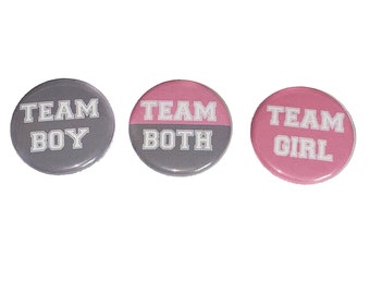 Gender Reveal, Twins, Gray, Pink, 1.25", 1.5", 2.25", Pinback Button, Boy, Girl, Team Both, Twin Reveal, Grey, Vote, VB120 ,VB121, VB424