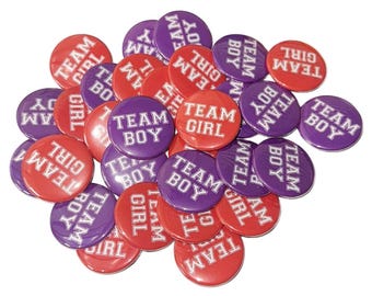 Gender Reveal, Purple, Red, 1.25", 1.5", 2.25", Pinback Button, Baby Reveal, Purple Team Boy, Red Team Girl, Boy or Girl, Vote, VB591, VB126