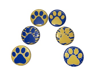 Paw Magnet, Blue, Yellow, 1", 1.25", 1.5", Button Magnet, Paws, Paw Prints, Animal Paws, Animal Prints, Magnets, Paw Locker Magnet, PP016