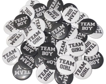 Gender Reveal, White, Black, 1.25", 1.5", 2.25", Pinback Button, Baby Reveal, Baby Shower, Team Boy, Team Girl, Pregnancy, VB150, VB136