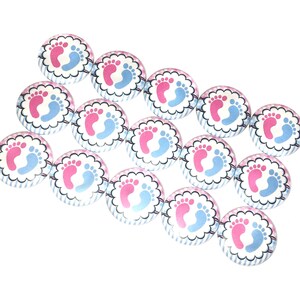 Baby Feet, 1&quot;, 1.25&quot;, Button, Baby Feet Decor, Baby Feet Theme, Baby Shower Decor, Pink Foot, Blue Foot, Flatback, Pinback, Badge, CB008