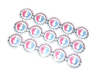 Baby Feet, 1", 1.25", Button, Baby Feet Decor, Baby Feet Theme, Baby Shower Decor, Pink Foot, Blue Foot, Flatback, Pinback, Badge, CB008