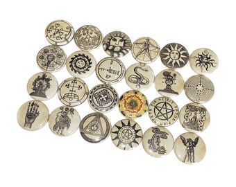 Pagan, 1", 1.25", 1.5", 2.25", Button, Wicca, Occult, Magic, Alchemy, Pagan Theme, Pagn Decor, Pagan Gift, Symbols, Flatback, Pinback, SY003