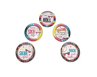 Roller Skate, 1", 1.25", 1.5", 2.25", Button, Skating, Party Favor, Gift, Skating Rink, Skate Theme, Skate Decor, Flatback, Pinback, SK011