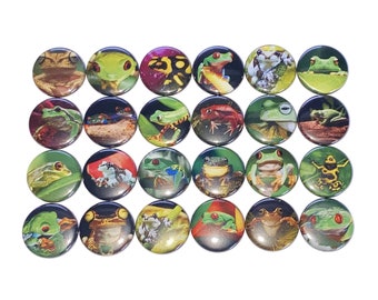 Frog Magnet, 1", 1.25", 1.5", 2.25", Button Magnet, Frog Theme, Frog Decor, Frog Party Favor, Amphibian, Frog Gift, Amphibian Magnet, AR001