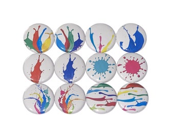 Splatter, 80s Magnet, 1", 1.25", 1.5", Button Magnet, Paint Splatter, Splash, Paint, Party Favor, Paint Drop, Splatter Paint, DC010