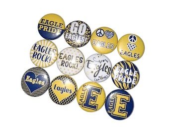 Eagles, Navy Blue, Yellow, 1", 1.25", 1.5", 2.25", Button, Eagles Theme, Eagles Flatback, Eagles Pinback, SM080