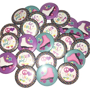 Roller Skate, 1&quot;, 1.25&quot;, 1.5&quot;, 2.25&quot;, Button, Skate, Skating, Skate Birthday, Skate Party Favor, Gift, Flatback, Pinback, Pin, Badge, SK013